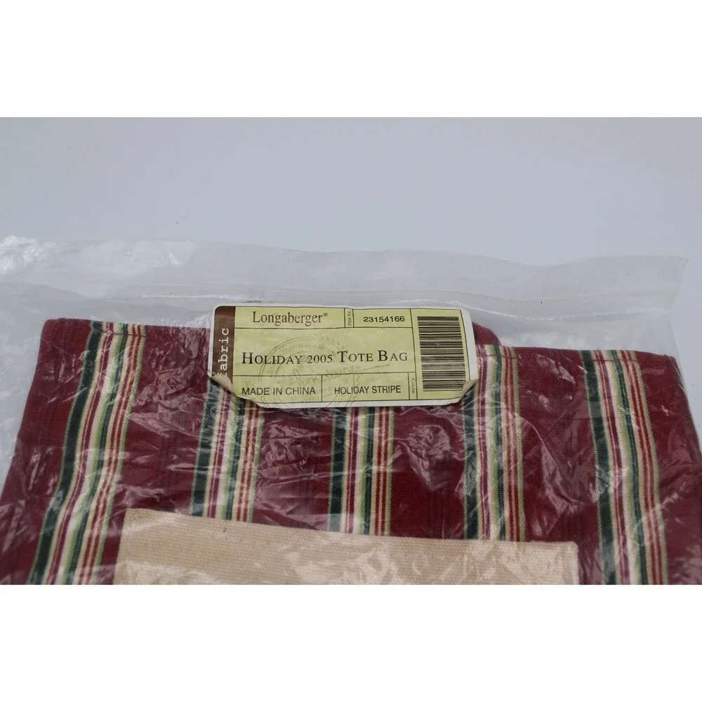 New Longaberger 2005 Holiday Stripe Tote Bag 23154166 Basket Holly